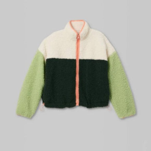 wild fable Jackets & Blazers - NWT Wild Fable Full-Zip Color Block Sherpa Jacket Green Size Small S NEW S2216